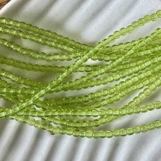 3mm Czech Pressed Glass Round Beads - Olivine - Pack of 100