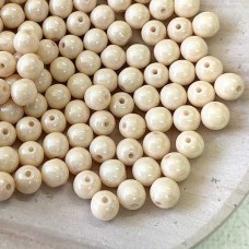 6mm Czech Round Glass Druk Beads - Opaque Luster Champagne - Pack of 20