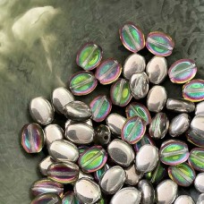 9x7mm Vitrail Silver Flat Oval Beads - Pack of 20