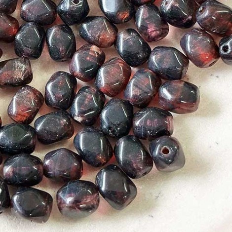 8x6mm Czech Oval Beads - Brown/Amethyst/Olivine - Pack of 20