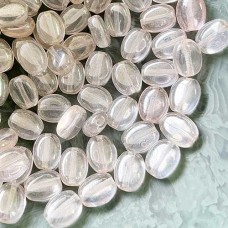 9x7mm Soft Pink Flat Oval Czech Beads - Pack of 20
