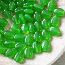 8x6mm Czech Flat Oval Beads - Milky Dark Peridot - Pack of 20