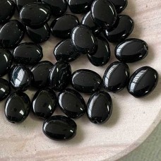 12x8mm Jet Black Flat Oval Czech Beads - Pack of 20