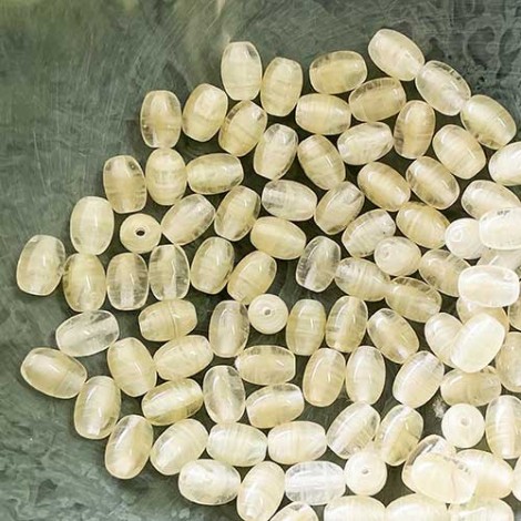 7x5mm Antique White Hurricane Glass Czech Oval Beads - Pack of 20