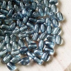6x4mm Transparent Blue Luster Czech Rice Beads - Pack of 20