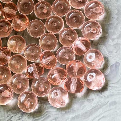 6x9mm Czech Firepolish Rondelles - Rosaline Pink - Pack of 10 6x9mm Czech Firepolish Rondelles - Rosaline Pink - Pack of 10