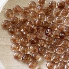 4x7mm Rose Aventurine Czech Fire Polish Rondelles - Pack of 10