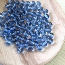 6mm Lt Sapphire Czech Round Beads - Pack of 20