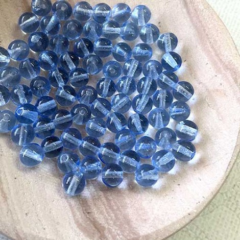 6mm Lt Sapphire Czech Round Beads - Pack of 20