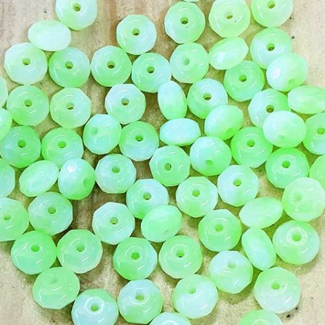 4x7mm Seafoam Green Swirl Gemstone Firepolish Rondelles - Pack of 10