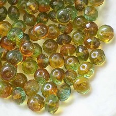 6x9mm Czech Firepolish Rondelles - Topaz & Aqua - Pack of 10