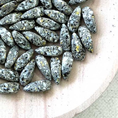6x12mm Czech Twisted Daggers - Grey Granite - Pack of 10 6x12mm Czech Twisted Daggers - Grey Granite - Pack of 10