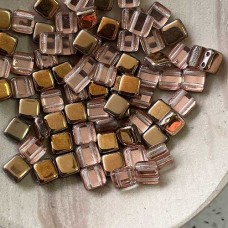 6mm Czechmates 2-Hole Tile Beads - Apollo Gold - Pack of 20