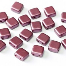 6mm Czechmates 2-Hole Tiles - Pastel Burgundy - Pack of 20