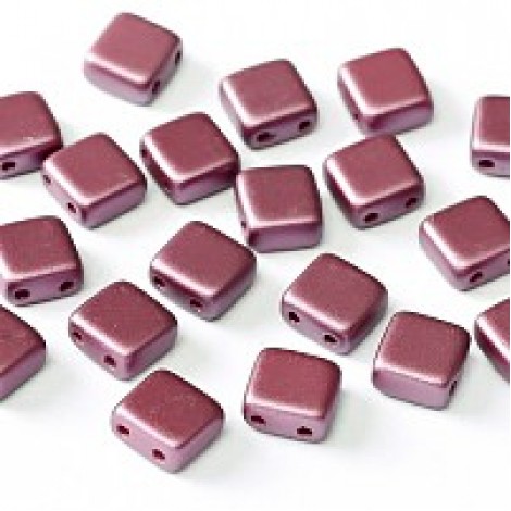 6mm Czechmates 2-Hole Tiles - Pastel Burgundy - Pack of 20 6mm Czechmates 2-Hole Tiles - Pastel Burgundy - Pack of 20