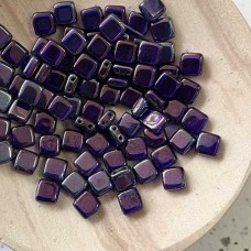 6mm CzechMates 2-Hole Tile Beads - Cobalt Vega - Pack of 10