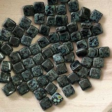 6mm Czechmates 2-Hole Tiles - Jet Picasso - Pack of 20