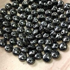 6mm CzechMates 2-Hole Lentils - Hematite - Pack of 50