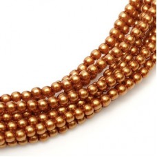 6mm Czech Round Pearl Druk Beads - Shiny Copper
