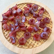 10x12mm 3-Petal Czech Flower Beads - Fuchsia/Silky Blue - Pack of 10