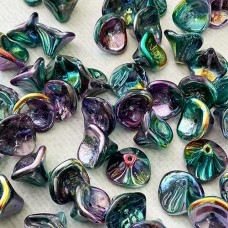 10x12mm 3-Petal Czech Flower Beads - Coated Marea - Pack of 10