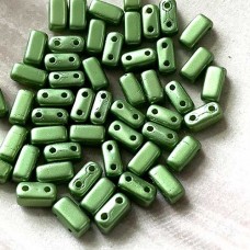 3x6mm CzechMates Bricks - Pearl Coat - Olive - Pack of 50