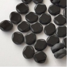 8x9mm Jet Diamond Table Cut Matte Flat Oval Cushion Beads - Pack of 10