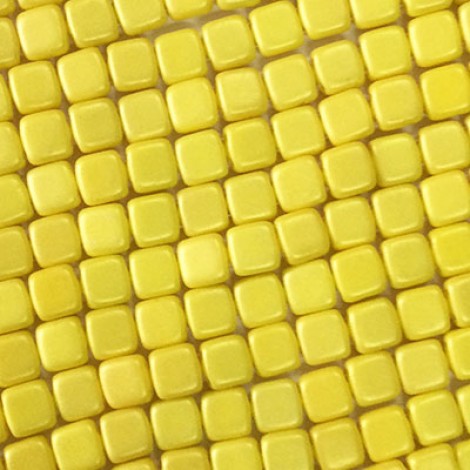 6mm CzechMates 2-Hole Tiles - Sueded Gold Opaque Yellow - Pack of 10
