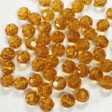 6mm Amber Czech Multi-cut Round Beads - Pack of 10