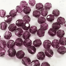 6mm Amethyst Czech Multi-Cut Round Beads - Pack of 10