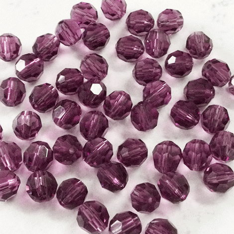 6mm Amethyst Czech Multi-Cut Round Beads - Pack of 10