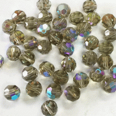6mm Black Diamond AB Czech Multi-Cut Round Beads - Pack of 10