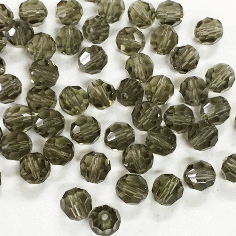 6mm Black Diamond Czech Multi-Cut Round Beads - Pack of 10