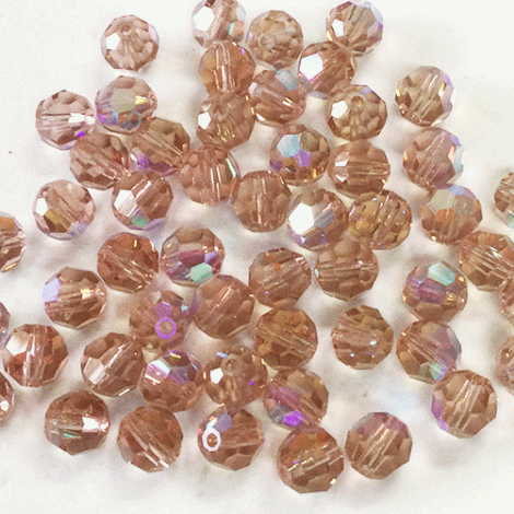 6mm French Rose AB Czech Multi-Cut Round Beads - Pack of 10