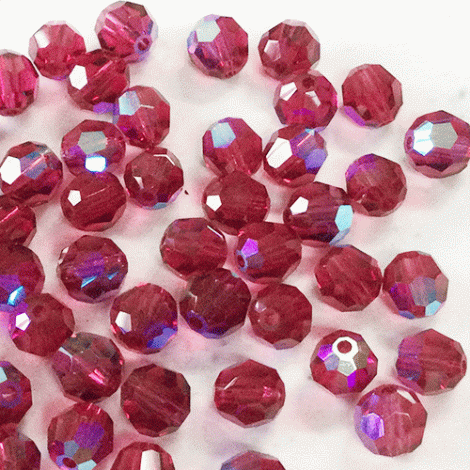 6mm Fuchsia AB Czech Multi-Cut Round Beads - Pack of 18 6mm Fuchsia AB Czech Multi-Cut Round Beads - Pack of 18