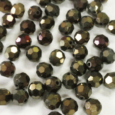 6mm Iris Brown Czech Multi-Cut Round Beads - Pack of 10