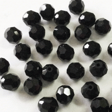 6mm Jet Multi-Cut Czech Round Beads - Pack of 14 beads