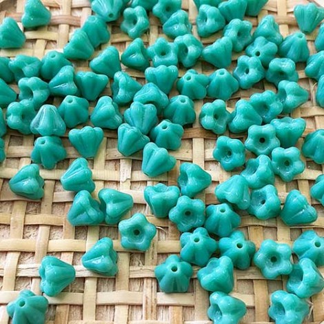 4x6mm Czech Turquoise Flower Cups - Pack of 20