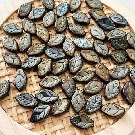 12x7mm Top Drilled Brown Iris Leaves - Pack of 10