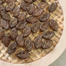 12x7mm Crystal/Topaz Luster Glass Czech Leaves - Pack of 10