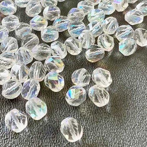 8mm Czech Faceted Spiral Cut Crystal AB Beads - Pack of 10 8mm Czech Faceted Spiral Cut Crystal AB Beads - Pack of 10