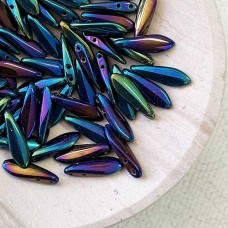 5x16mm CzechMates 2-Hole Daggers - Iris Blue - Pack of 20