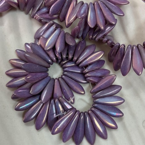 5x16mm CzechMates 2-Hole Daggers - Luster Opaque Bronze Smoky Amethyst - Pack of 20
