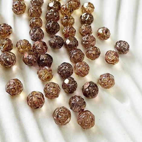 5x6mm Transp Gold-Smokey Topaz Rosebud Beads - Pack of 10