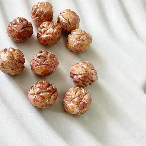 7x8mm Czech Rosebud Beads - Luster Opaque Rose - Pack of 10