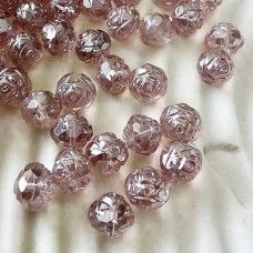 7x8mm Luster Pink-Crystal Czech Rosebud Glass Beads - Pack of 10
