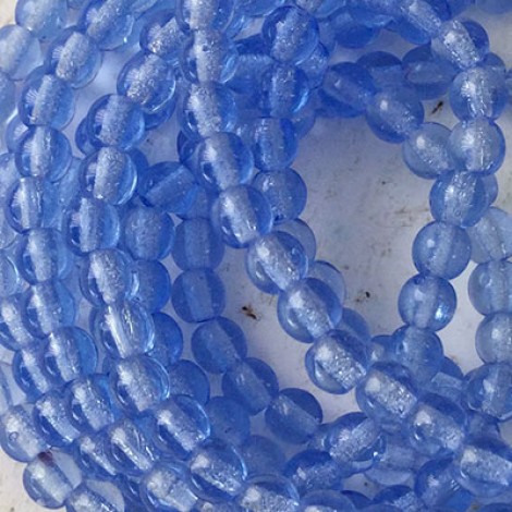 4mm Sapphire Czech Round Glass Druk Beads - Pack of 100