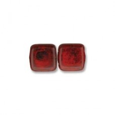 6mm Czechmates 2-Hole Tiles - Picasso Op Coral Red