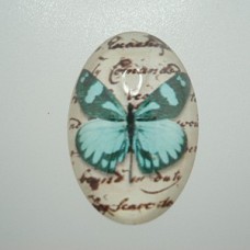 30x20mm Glass Cabochon w/Blue Butterfly - Pack of 2