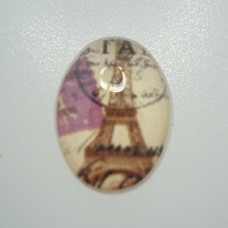 18x13mm Glass Cabochon w/Eiffel Tower - Pack of 2